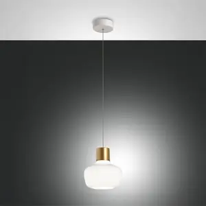 Fabas Luce Suspension LED Kino, à 1 lampe, blanc, verre, variateur gra... pas cher