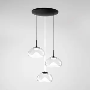 Comparateur de prix : Fabas Luce Suspension LED Brena, 3 lampes, ronde, transparente, CCT