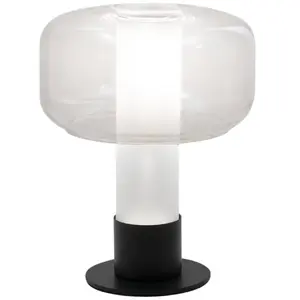 Comparateur de prix : Fabas Luce Lampe à poser Flick, transparent, verre, 28 cm, à intensité...