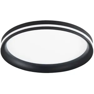 Comparateur de prix : Fabas Luce Plafonnier LED Isy, noir, Ø 35 cm, métal, CCT, à intensité ...