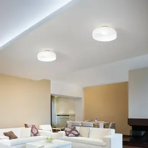 Comparateur de prix : Fabas Luce Plafonnier LED Lunar, blanc, verre, Ø 42 cm, CCT, à intensi...