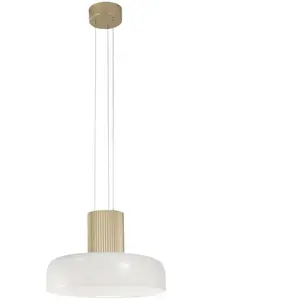 Comparateur de prix : Fabas Luce Suspension LED Lunar, blanc/or, verre, CCT, à intensité var...