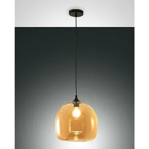Fabas Luce Lighting - Fabas Luce Maia Plafonniers Suspendus Dome Verre Ambré, E27 pas cher