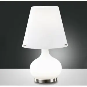 Fabas Luce Lampe à poser Ade, hauteur 33 cm, blanc, verre pas cher