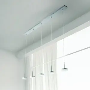 Comparateur de prix : Fabas Luce Suspension LED Dunk, aluminium, à 5 lampes, 3.000 K, métal