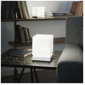 Fabas Luce Lampe à poser LED Brenta blanche avec variateur