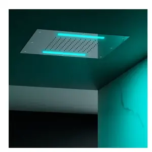 Mariner Douche de tête avec effet pluie en acier inoxydable avec éclairage, pour montage au plafond, WLS3710-CR,Vendu parreuter