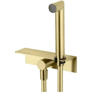 Mariner Lamborghini Set de douche en acier inoxydable avec raccord mural coudé, tablette de douche et support de douchette intégré, WLS3002-POBTL, pas cher