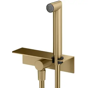 Mariner Kit de douche avec raccord mural coudé, tablette et support douchette intégré, WLS3002-PSG,