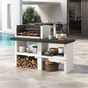 EASY GARDEN BY PALAZZETTI Barbecue fixe charbon avec plan de travail - En pierre - MENTON pas cher