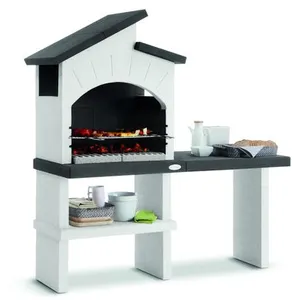 Barbecue fixe charbon - En pierre - Avec hotte et plan de travail - RA... pas cher