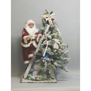 Euronatale Père Noël sur échelle C/arbre LUM 100 cm, comme photo, uniq... pas cher