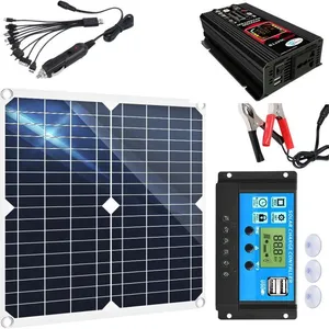 WELAN Kit Panneau Solaire Complet pour RV/Bateau Panneaux Solaires 200W +100A Contrôleur+6000W Onduleur SolaireVendu parcdiscount