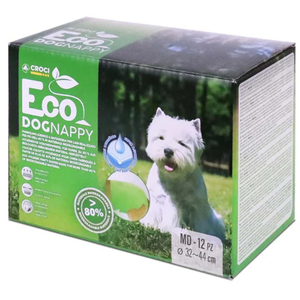 Comparateur de prix : Croci Eco Dog Nappy - Couches pour Chiens Mâles - Culottes pour Chiens pour Pipi - Biodégradables, Anti-odeurs, Couches Jetables pour Chiens, 12 Pièces, Taille M, 32-44 CM