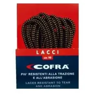 Cofra Paire de lacets rond couleur Noir/Marron 130 cm Ref AC-LAC-03 pas cher