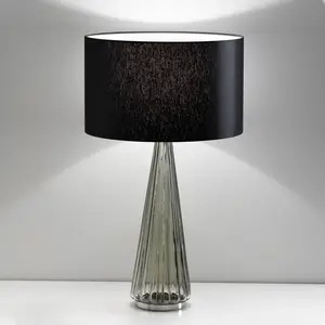 Selène Lampe table Costa Rica abat-jour noir, pied gris pas cher