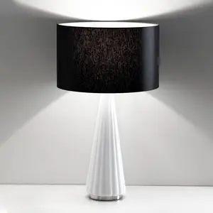 Selène Lampe table Costa Rica abat-jour noir, pied blanc pas cher