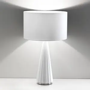 Selène Lampe table Costa Rica abat-jour blanc, pied blanc pas cher