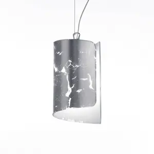 Selène Suspension Papiro avec abat-jour en verre Ø 15 cm, argenté pas cher