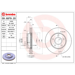 Jeu de 2 disques de frein BREMBO 09.6879.20 - Réf. 1394068 pas cher