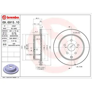 BREMBO Disques de frein pour TOYOTA: Previa, Supra (Ref: 09.6915.10) pas cher