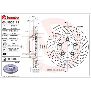 BREMBO Disques de frein pour PORSCHE: 911, Boxster (Ref: 09.D933.11)