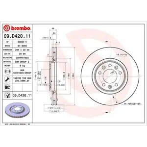 Jeu de 2 disques de frein vernis BREMBO 09.D420.11 - Réf. 1393860 pas cher