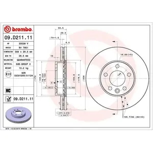 Brembo Disque de frein, ventilé de l'intérieur, Essieu avant, par ex. pour VW