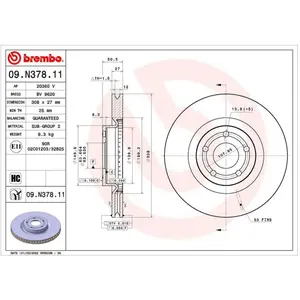 BREMBO Disques de frein pour FORD: Focus, Kuga (Ref: 09.N378.11) pas cher