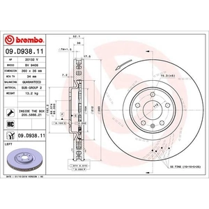 Disque de frein COATED DISC LINE 09.D938.11 Brembo 09.D938.11 pas cher