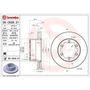 Disque de frein COATED DISC LINE 09.C639.21 Brembo 09.C639.21 pas cher