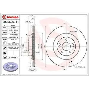 Disque de frein COATED DISC LINE 09.D626.11 Brembo 09.D626.11 pas cher