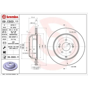 Jeu de 2 disques de frein vernis BREMBO 09.C503.11 - Réf. 1393798 pas cher