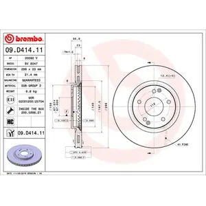 Jeu de 2 disques de frein vernis BREMBO 09.D414.11 - Réf. 1393858 pas cher