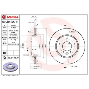 Jeu de 2 disques de frein vernis BREMBO 09.D422.11 - Réf. 1393861 pas cher