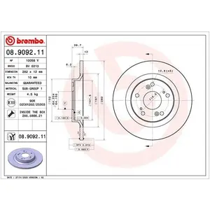 Disque de frein COATED DISC LINE 08.9092.11 Brembo 08.9092.11 pas cher