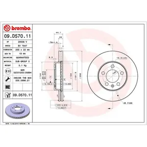 Jeu de 2 disques de frein vernis BREMBO 09.D570.11 - Réf. 1393874 pas cher