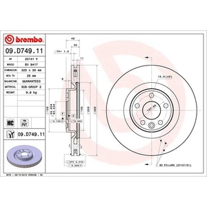 BREMBO Disques de frein pour LAND ROVER: Range Rover (Ref: 09.D749.11) pas cher