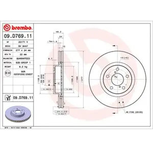 Jeu de 2 disques de frein vernis BREMBO 09.D769.11 - Réf. 1393884 pas cher