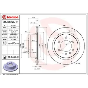 Jeu de 2 disques de frein vernis BREMBO 09.D853.11 - Réf. 1393885 pas cher