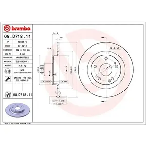 Jeu de 2 disques de frein vernis BREMBO 08.D718.11 - Réf. 1393327 pas cher