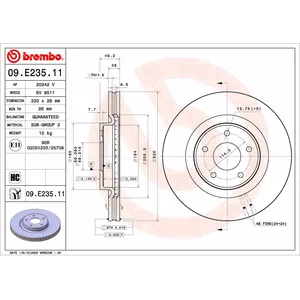 Disque de frein BREMBO 09E23511 avant, ventilé, à haute teneur en carbone, 1 pièce