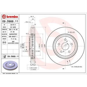 Disque de frein COATED DISC LINE 09.D988.11 Brembo 09.D988.11 pas cher