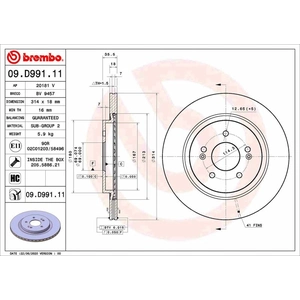 BREMBO Disques de frein pour HYUNDAI: Santa Fe (Ref: 09.D991.11) pas cher
