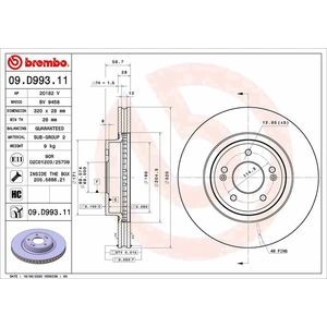 BREMBO Disques de frein pour KIA: Stinger (Ref: 09.D993.11) pas cher