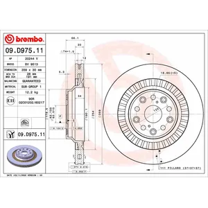 Disque de frein BREMBO 09D97511 arrière, ventilé, 1 pièce pas cher