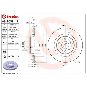 Jeu de 2 disques de frein vernis BREMBO 09.D892.11 - Réf. 1417510 pas cher