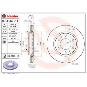 BREMBO Disques de frein pour MITSUBISHI: L200 (Ref: 09.E069.11) pas cher