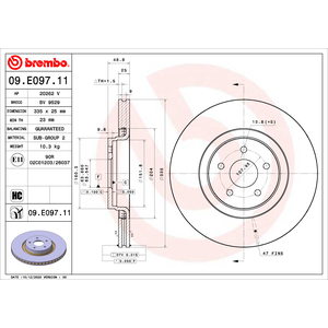 BREMBO Disques de frein pour FORD: Focus (Ref: 09.E097.11) pas cher