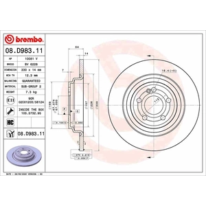 Disque de frein 08.D983.11 Brembo 08.D983.11 pas cher